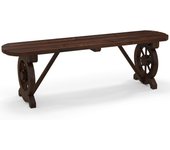 Costway banco jardin exterior de 2 plazas, banco madera carbonizada abeto con base de ruedas de carro, banco jardin patio terraza porche, carga 322 kg