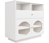 Armario de cocina, aparador con puertas de vidrio, 100 x 40 x 90,5 cm