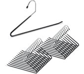 Relaxdays pack de 24 perchas ropa para pantalones antideslizantes, metal y pvc, 35 cm, negro