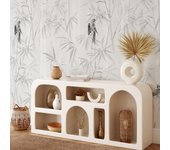 Papel pintado para salón cocina bosque japonés gris japandi