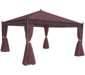 Pérgola cenador pabellón de jardín estructura estable 7 cm con pared lateral marrón rojizo 4x4 m 04_0004092