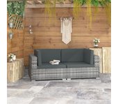2 piezas sillón de salón | asiento seccional de esquina con cojines ratán pe gris cfw966739