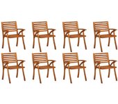 Sillas de jardín 8 uds madera maciza de teca con cojines