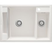 Fregadero de cocina de granito magnético blanco - deante - 50 x 69 cm, 1.5 cubeta