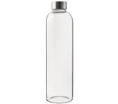 6x h&h botella de vidrio borosilicato transparente con tapón de acero inoxidable lt 1.0