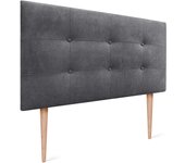 Dhome cabecero de cama acolchado capitoné 8cm de grosor. cabezal tapizado tela acualine con patas cabeceros de cama (gris ceniza, 105cm)