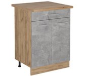 Vicco mueble bajo de cocina r-line, hormigón, 60 cm con cajón, et roble