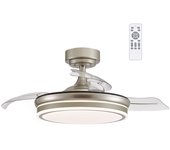 Ventilador de techo led aspas plegables moss mini níquel 46w 5520lm cct intensidad regulable con mando a distancia
