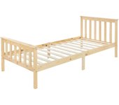Cama para niños de madera maciza de pino natural con somier protector 200x90 cm
