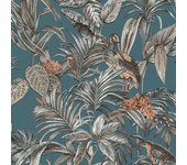 Papel pintado azul ave del paraíso