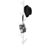 Relaxdays perchero de pared forma de árbol, 8 ganchos, moderno, para sombreros, chaquetas, etc., 100,5x19,5x7cm, blanco
