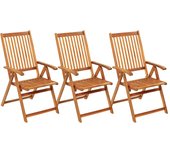 Sillas de jardín plegables 3 piezas con cojines madera de acacia