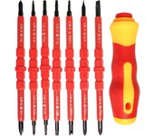 Juego de destornilladores eléctricos aislados, 7 uds., multifuncional, 14 en 1, kit de herramientas de reparación de electricista de aleación intercam