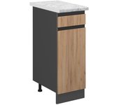 Vicco mueble bajo de cocina r-line, roble dorado, 30 cm et mármol