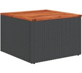 Mesa de jardín，mesa para exteriores，mesa de patio de madera de acacia y ratán pe negro 55x55x37 cm cfw86662