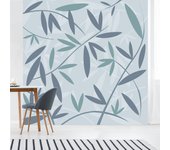 Papel tapiz panorámico con información fría, papel introductivo, patrones de hojas de bambú verde azulado sobre un fondo verde claro, 250 cm x 250 cm