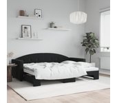Tumbona con cama nido negra 80x200 cm terciopelo