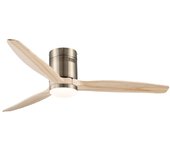 Ventilador de techo silencioso de luz led 15w won en cuero con aspas de madera clara y mando incluido ø132cm