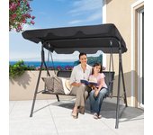 Costway columpio jardin exterior de 3 plazas, balancín con toldo adultos de metal y poliéster, columpios de porche con parasol ajustable para exterior