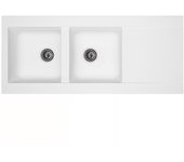 Fregadero receso einna en pimc blanco plano, 2 tanques, 1 drenante, l100cm