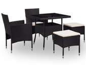 Muebles de jardín 5 piezas，conjunto de comedor de exterior，conjunto de jardín ratán sintético y vidrio negro cfw748015