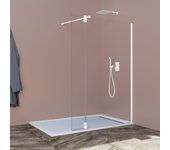 Mampara fija + abatible clear moving blanco 68 cm + 35 cm