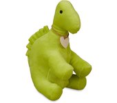 Relaxdays tope puertas dinosaurio, sujetapuertas pesado, tela y arena, cojín suelo, 18 x 13 x 24 cm, decorativo, verde