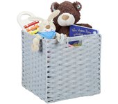 Relaxdays caja de almacenaje, cesto cuadrado para el baño o habitación infantil, trenzado, 31x32x30 cm, gris
