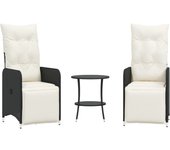 2 uds sillas de jardín | silla de exterior | sillon reclinables con mesa ratán pe negro cfw53074