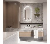 Oval line led premium espejo con marco negro, 100x50 cm, interruptor y almohadilla antivaho