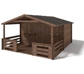 Caseta de jardín de madera-4x4 m - 24 m2 con terraza- impregnada - dom144+dom78+dom79+pod05 - altanka