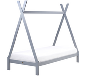 Beliani cama con dosel de madera gris 90 x 200 cm devay
