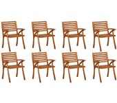 Sillas de jardín 8 uds madera maciza de teca con cojines