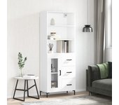 Aparador alto | aparador de comedor | armario de cocina madera contrachapada blanco 69,5x34x180 cm cfw10376