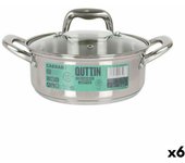 Cacerola con tapa de cristal quttin caesar acero ø 20 x 8 cm (6 unidades)