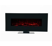 Chimenea eléctrica de pared 1600w kekai minesota 84x26x53 cm con simulación de fuego negra con mando para interior