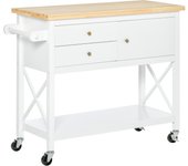 Carrito de cocina con 2 cajones y armario homcom 108x45x89 cm blanco