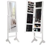Costway armario para joyas, espejo de cuerpo entero, ángulo regulable, decoración brillante con diamantes de resina, organizador espacioso para todo t