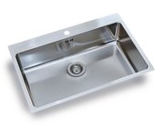 Fregadero de cocina de 1 seno, acero inoxidable satinado.