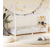 Estructura de cama infantil blanco madera maciza de pino 80x160 cm