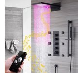 Juego de ducha termostático de pared vasil bluetooth, negro mate
