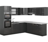 Vicco cocina esquinera r-line, antracita brillo intenso/antracita, 237 x 247 cm , et mármol