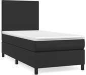 Somier de láminas con colchón negro 90x200 cm polipiel