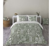 Sandal - funda nórdica estampada cama 180 - algodón extrasuave - incluye 1 o 2 fundas de almohada - mive sage