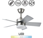 Ventilador de techo con luz silencioso dc con mando marta niquel 76 cm invierno-verano color luz regulable
