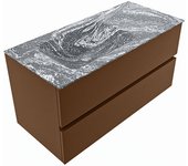 Mondiaz vica dlux 100cm mueble de baño color rust con 2 cajones. con lavabo cloud izquierda sin orificios color lava
