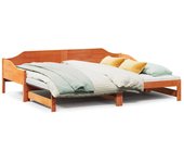 Sofá cama nido madera maciza de pino marrón cera 90x200 cm