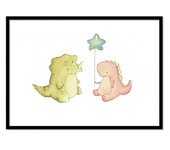 Art-poster - baby dinosaurs - mike koubou - con marco negro 30 x 40 cm