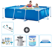 Paquete de piscina - intex - rectángulo - 220x150x60 cm + accesorios a54