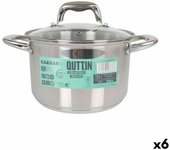 Olla con tapa de cristal quttin caesar acero ø 20 x 13,5 cm (6 unidades)
